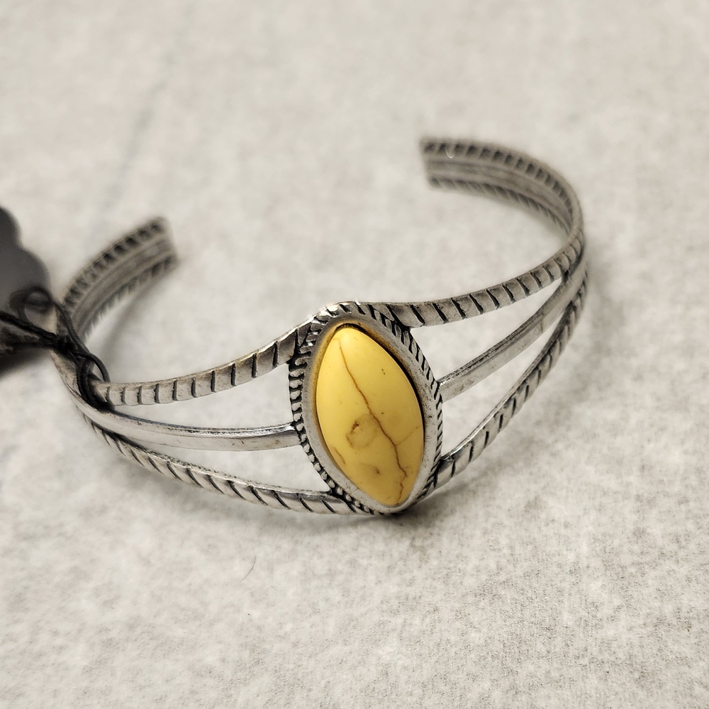 Silver and Yellow Stone Women's Bracelet